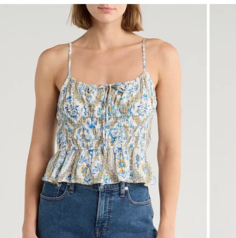 NSR Nordstrom Floral Pleated Cami Tank Top Cottagecore